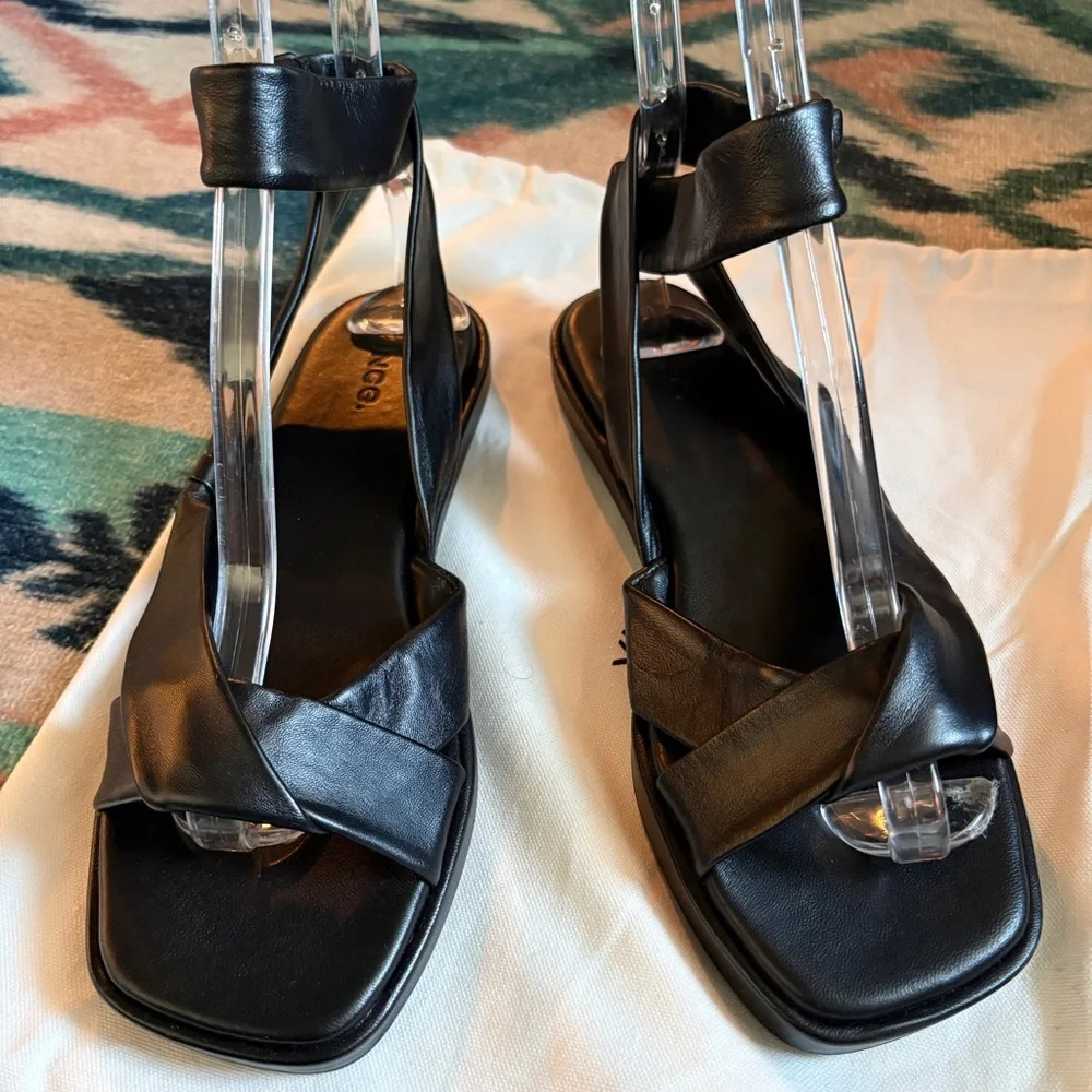 NEW Vince Reza Ankle Strap Sandals in Black 7